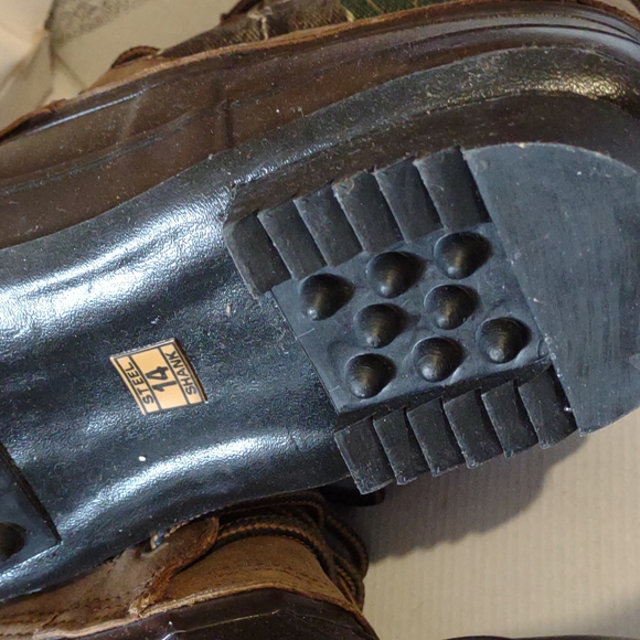Red Ball vintage camo steel shank boots duckbill 14 insulated hunting trail y2k - Picture 14 of 15